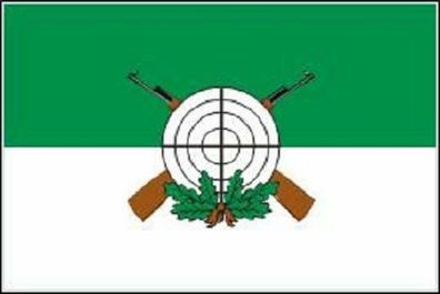 Fahne Flagge Schützenfest grün - weiß mit Abzeichen 90 x 150 cm