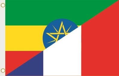 Fahne Flagge Äthiopien-Frankreich Hissflagge 90 x 150 cm