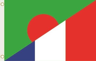 Fahne Flagge Bangladesh-Frankreich Hissflagge 90 x 150 cm