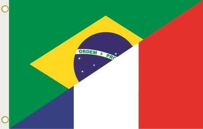 Fahne Flagge Brasilien-Frankreich Hissflagge 90 x 150 cm