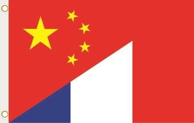Fahne Flagge China-Frankreich Hissflagge 90 x 150 cm