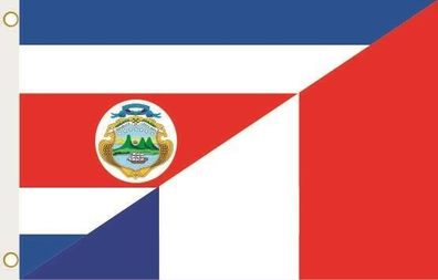 Fahne Flagge Costa Rica-Frankreich Hissflagge 90 x 150 cm
