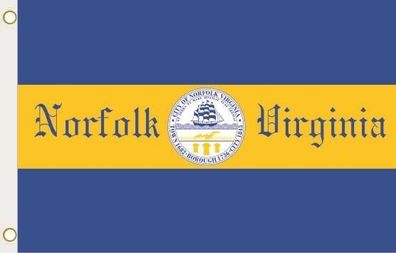 Fahne Flagge Norfolk City Virginia Hissflagge 90 x 150 cm