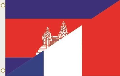 Fahne Flagge Kambodscha-Frankreich Hissflagge 90 x 150 cm