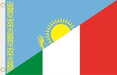 Fahne Flagge Kasachstan-Italien Hissflagge 90 x 150 cm