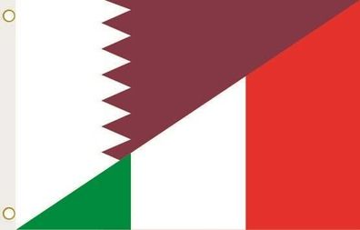 Fahne Flagge Katar-Italien Hissflagge 90 x 150 cm