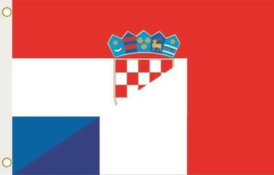 Fahne Flagge Kroatien-Frankreich Hissflagge 90 x 150 cm
