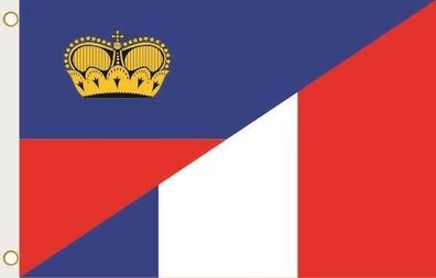 Fahne Flagge Liechtenstein-Frankreich Hissflagge 90 x 150 cm
