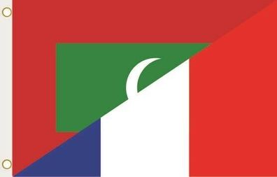 Fahne Flagge Malediven-Frankreich Hissflagge 90 x 150 cm