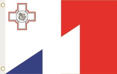 Fahne Flagge Malta-Frankreich Hissflagge 90 x 150 cm