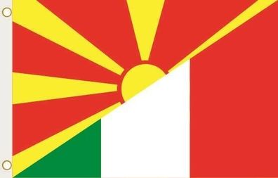 Fahne Flagge Mazedonien-Italien Hissflagge 90 x 150 cm
