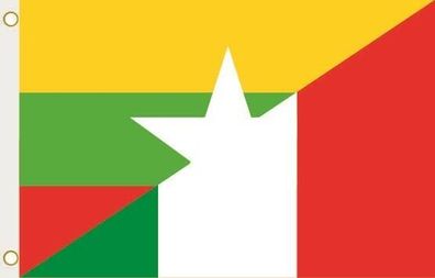 Fahne Flagge Myanmar-Italien Hissflagge 90 x 150 cm