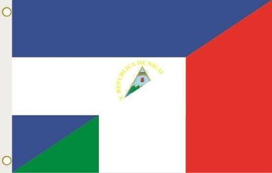 Fahne Flagge Nicaragura-Italien Hissflagge 90 x 150 cm