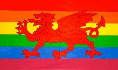 Fahne Flagge Regenbogen Wales 90 x 150 cm
