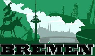Fahne Flagge Bremen Skyline 90 x 150 cm