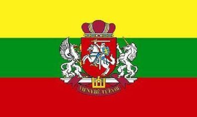 Fahne Flagge Litauen mit Wappen 90 x 150 cm