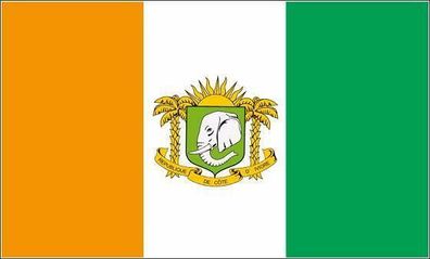 Fahne Flagge Elfenbeinküste mit Wappen 90 x 150 cm