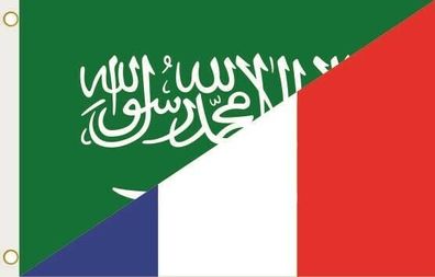 Fahne Flagge Saudi Arabien-Frankreich Hissflagge 90 x 150 cm