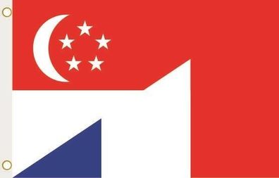 Fahne Flagge Singapur-Frankreich Hissflagge 90 x 150 cm