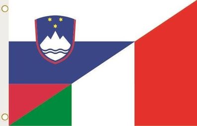 Fahne Flagge Slowenien-Italien Hissflagge 90 x 150 cm