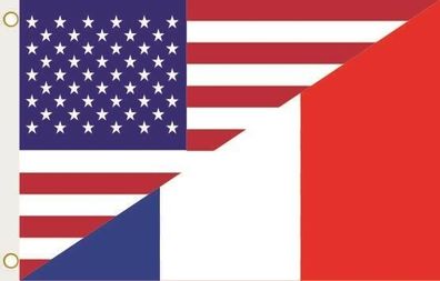 Fahne Flagge USA-Frankreich Hissflagge 90 x 150 cm