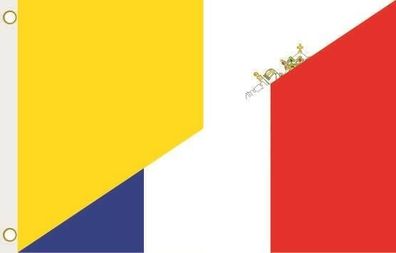 Fahne Flagge Vatikan-Frankreich Hissflagge 90 x 150 cm