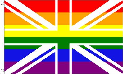 Fahne Flagge Union Jack Rainbow 90 x 150 cm