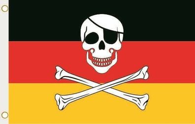 Fahne Flagge Deutschland Pirat Hissflagge 90 x 150 cm