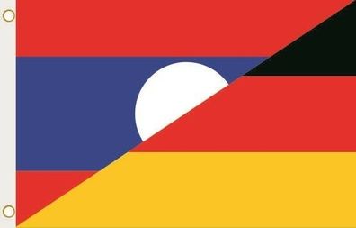Fahne Flagge Laos-Deutschland Hissflagge 90 x 150 cm