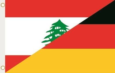 Fahne Flagge Libanon-Deutschland Hissflagge 90 x 150 cm