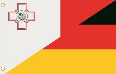 Fahne Flagge Malta-Deutschland Hissflagge 90 x 150 cm