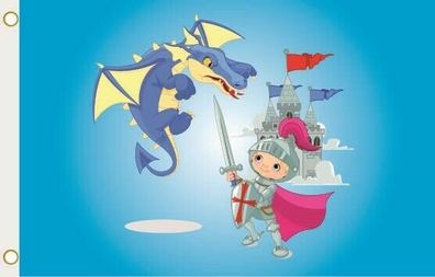 Fahne Flagge Ritter Motiv Nr. 17 mit Drache Hissflagge 90 x 150 cm