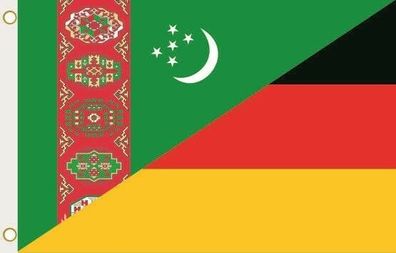Fahne Flagge Turkmenistan-Deutschland Hissflagge 90 x 150 cm