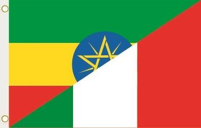 Fahne Flagge Äthiopien-Italien Hissflagge 90 x 150 cm