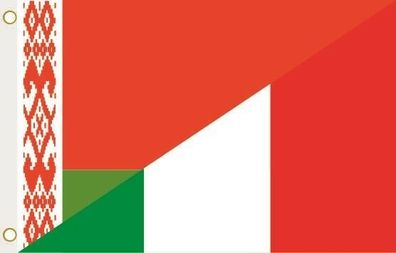 Fahne Flagge Belarus-Italien Hissflagge 90 x 150 cm