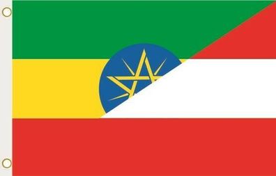 Fahne Flagge Äthiopien-Österreich Hissflagge 90 x 150 cm