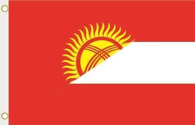 Fahne Flagge Kirgisistan-Österreich Hissflagge 90 x 150 cm