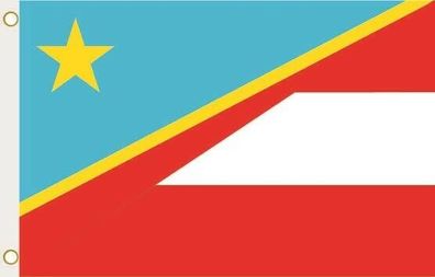 Fahne Flagge Kongo Demokratische Republik-Österreich Hissflagge 90 x 150 cm
