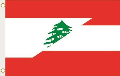 Fahne Flagge Libanon-Österreich Hissflagge 90 x 150 cm