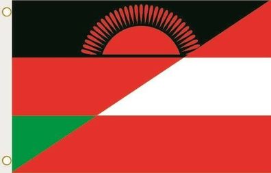 Fahne Flagge Malawi-Österreich Hissflagge 90 x 150 cm
