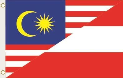 Fahne Flagge Malaysia-Österreich Hissflagge 90 x 150 cm