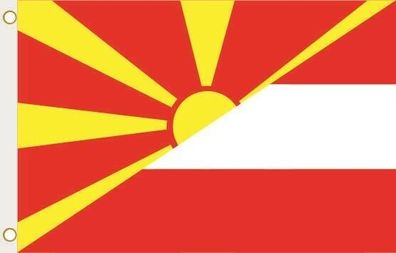 Fahne Flagge Mazedonien-Österreich Hissflagge 90 x 150 cm