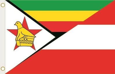 Fahne Flagge Simbabwe-Österreich Hissflagge 90 x 150 cm