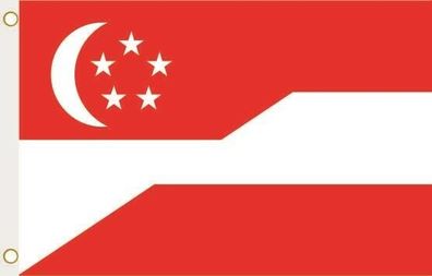 Fahne Flagge Singapur-Österreich Hissflagge 90 x 150 cm