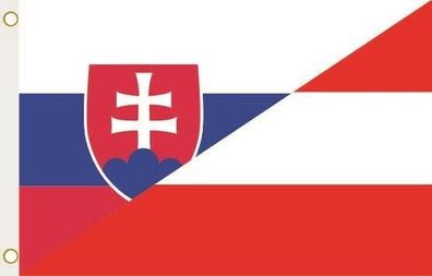 Fahne Flagge Slowakei-Österreich Hissflagge 90 x 150 cm