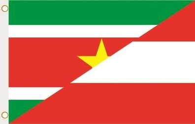 Fahne Flagge Surinam-Österreich Hissflagge 90 x 150 cm