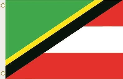 Fahne Flagge Tansania-Österreich Hissflagge 90 x 150 cm