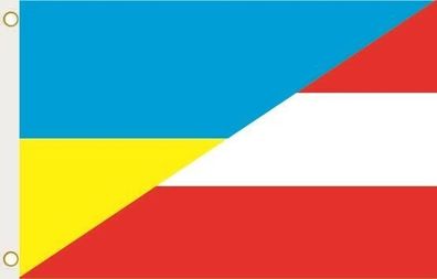 Fahne Flagge Ukraine-Österreich Hissflagge 90 x 150 cm