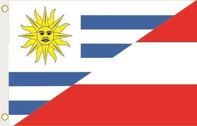 Fahne Flagge Uruguay-Österreich Hissflagge 90 x 150 cm