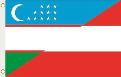 Fahne Flagge Usbekistan-Österreich Hissflagge 90 x 150 cm